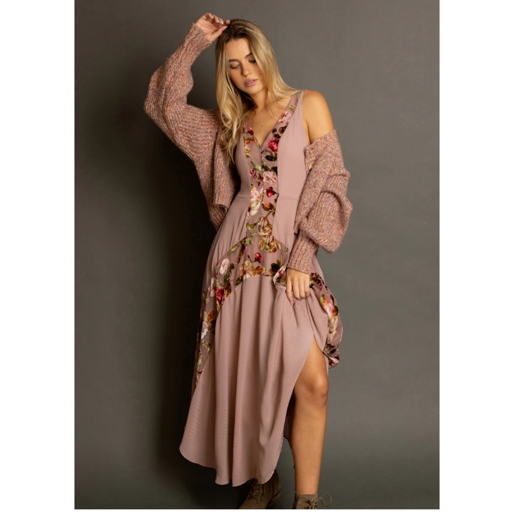 Floral Mauve Maxi Dress